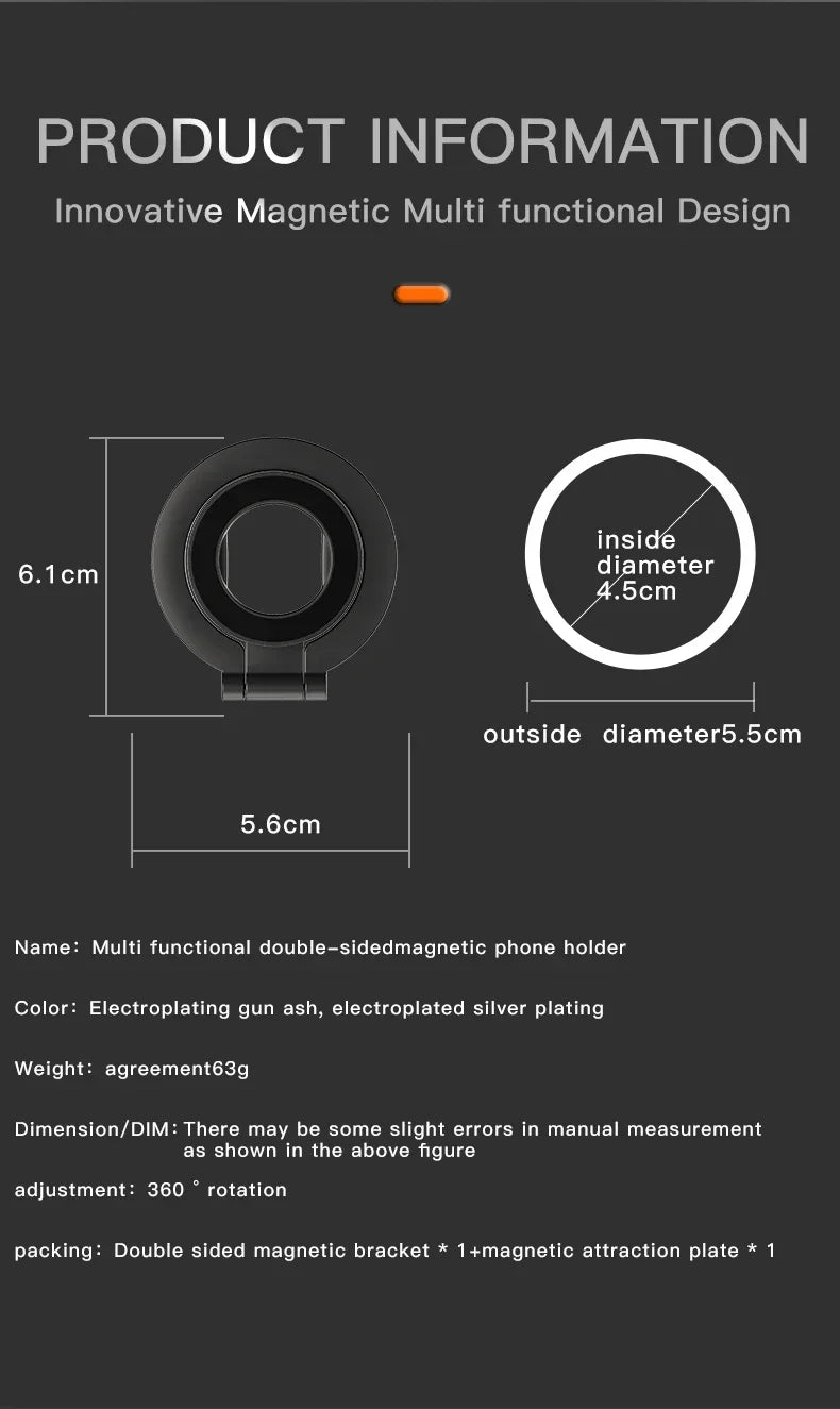 2-in-1 Magnetic Phone Stand – 360° Rotating Car Mount for MagSafe Compatible Devices