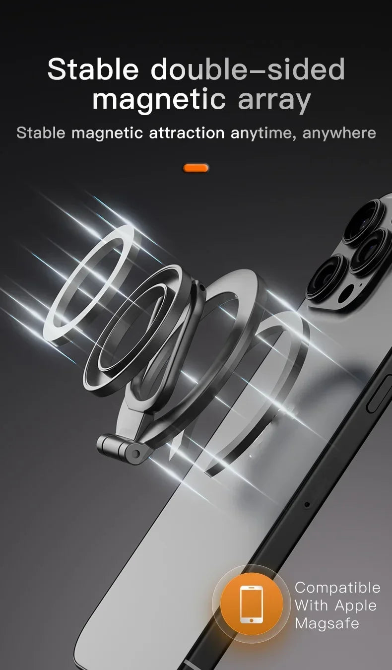 2-in-1 Magnetic Phone Stand – 360° Rotating Car Mount for MagSafe Compatible Devices